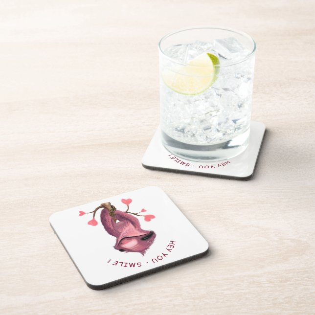 Funny Romantic Sloth Smile Beverage Coaster (Right Side)