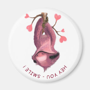 Funny Romantic Sloth Smile Cartoon Animal Drawing  Magnet