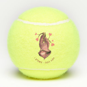 Funny Romantic Sloth Smile Cartoon Animal Drawing Tennis Balls