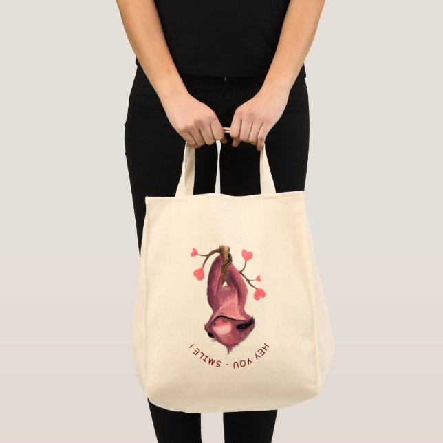 Funny Romantic Sloth Smile Cartoon - Customisable Tote Bag (Front (Product))