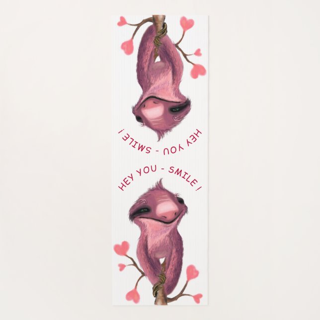 Funny Romantic Sloth - Smile - Choose Text / Colou Yoga Mat (Back)
