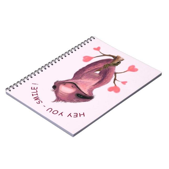 Funny Romantic Sloth Smile Notebook (Left Side)