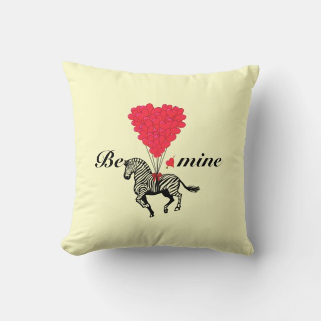 Funny romantic zebra Valentines Cushion (Front)