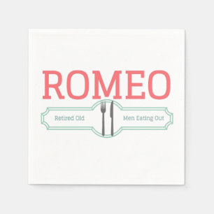 Funny Romeo Retired Old Men Eating Out Napkins