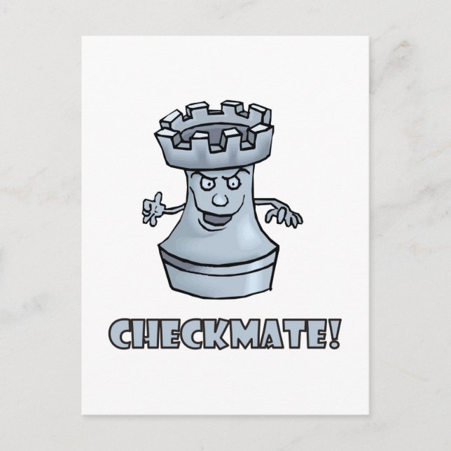 Funny rook chess piece (cartoon) checkmate! postcard (Front)