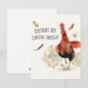 Funny Rooster Birthday Card for Him BirthdayBoy
