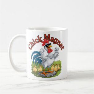 Funny Rooster Cartoon Design Gift-Chick Magnet Coffee Mug