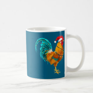 Funny Rooster Chicken Santa Christmas Lights Farme Coffee Mug