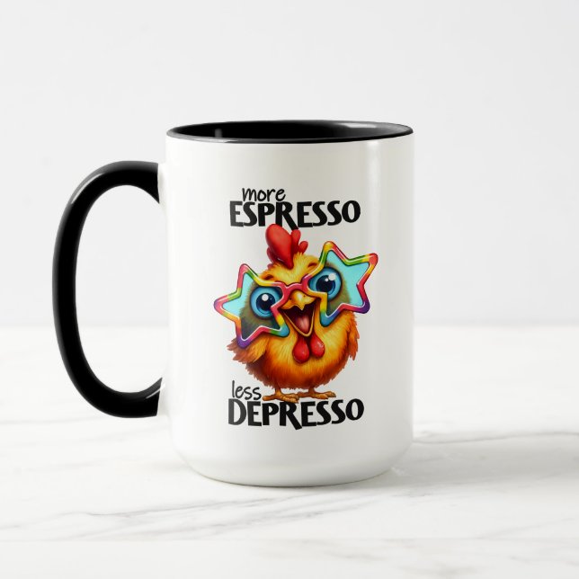 Funny rooster coffee word art monogram  mug (Left)