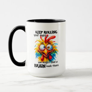 Funny rooster coffee word art monogram  mug