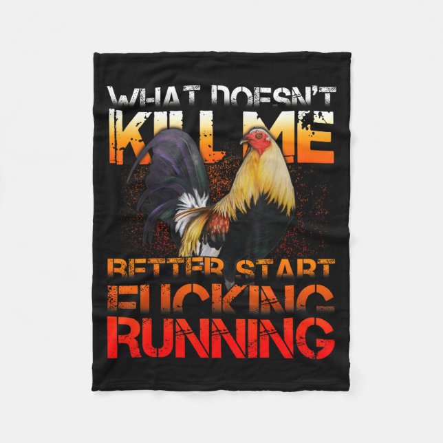 Funny Rooster Fight  Fleece Blanket (Front)