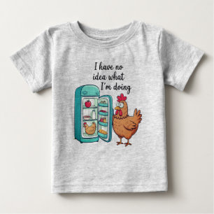Funny Rooster Fridge Confused Mood Baby T-Shirt