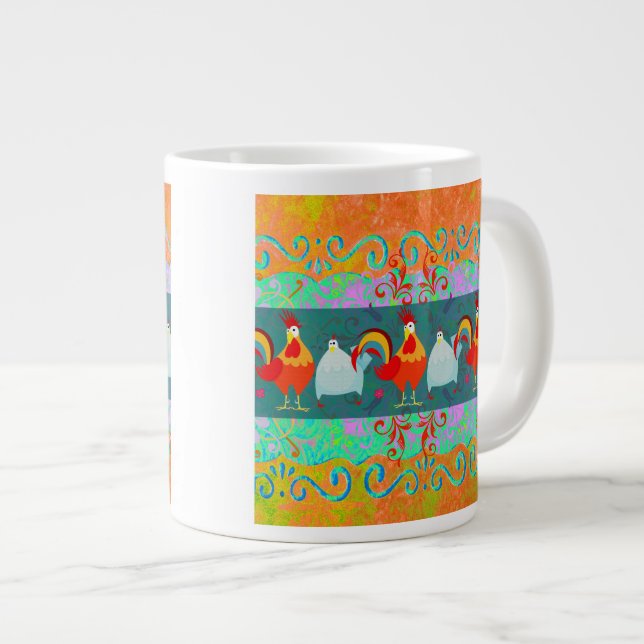 Funny Rooster Hen Funky Chicken Farm Animal Gifts Large Coffee Mug (Front Right)