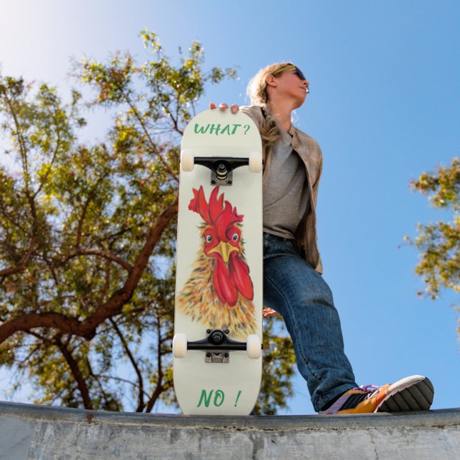Funny Rooster Skateboard Custom Text (Outdoor 1)