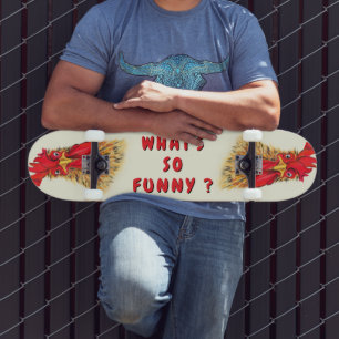 Funny Rooster Skateboard Custom Text