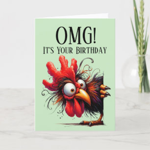 Funny Rooster Theme Birthday Card