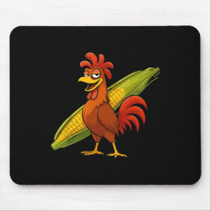 Funny Rooster With Corn Cob Thanksgiving Chicken F Mouse Pad
