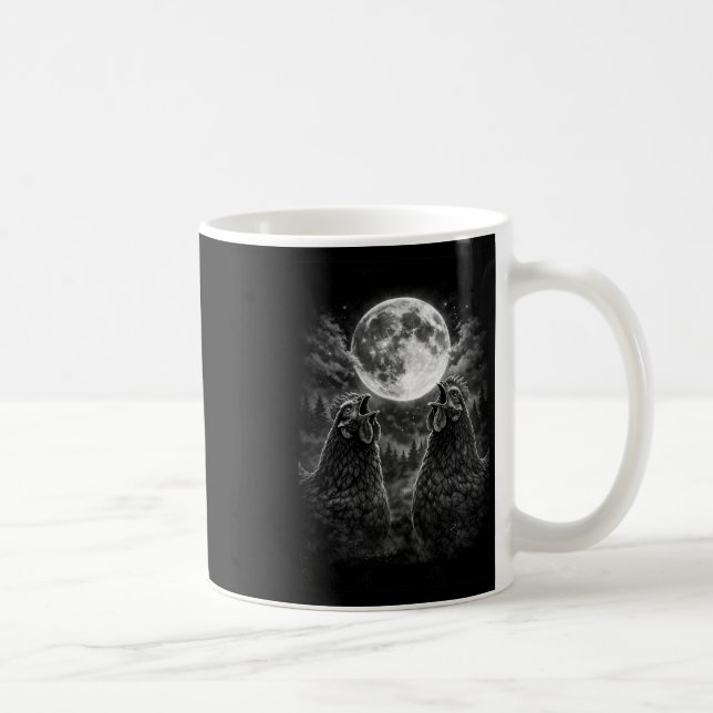 Funny Roosters Crowing At The Moon Celestial Chick Coffee Mug (Right)