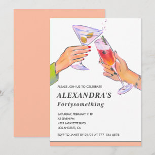  Funny Rose Gold Cocktail Champagne 46th birthday Invitation