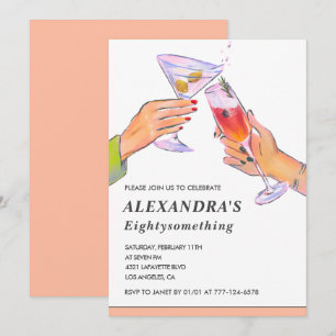 Funny Rose Gold Cocktail Champagne 86th birthday Invitation
