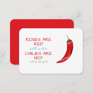 Funny Roses are Red Chilli Poem Valentine's Day Card
