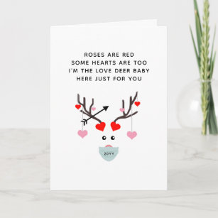 Funny Roses Are Red Poem Mask Deer Valentines Day Card