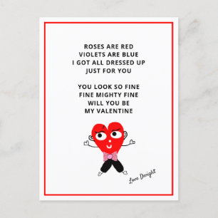 Funny Roses Are Red Poem Valentines Day Girlfriend Holiday Postcard