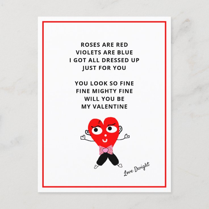 Funny Roses Are Red Poem Valentines Day Girlfriend Holiday Postcard | Zazzle