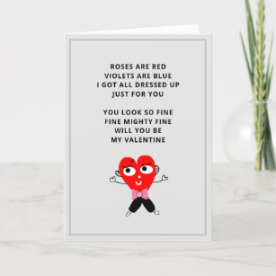 Funny Roses Are Red Poem Valentines Day Holiday Card