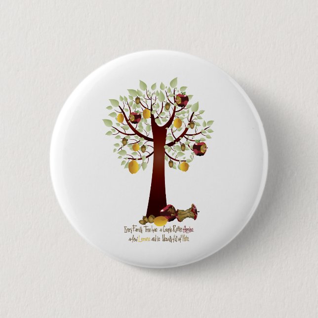 Funny Rotten Apple Family Tree 6 Cm Round Badge (Front)