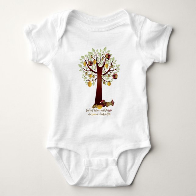 Funny Rotten Apple Family Tree Baby Bodysuit (Front)