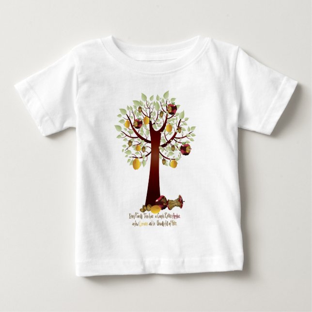 Funny Rotten Apple Family Tree Baby T-Shirt (Front)