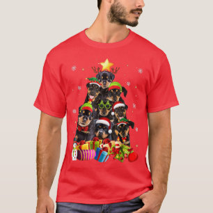 Funny Rottweiler Christmas Tree Giftss Xmas T-Shirt