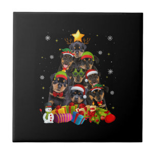 Funny Rottweiler Christmas Tree Xmas Dog Lovers Ceramic Tile