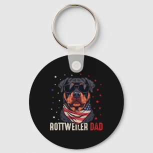 Funny Rottweiler Dad Usa Stars 4th Of July Fathers Key Ring