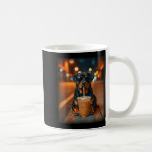 Funny rottweiler drinking iced coffee lover dog mug