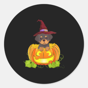 Funny Rottweiler Pumpkin Halloween Costume Lover . Classic Round Sticker