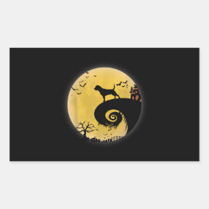Funny Rottweiler Scary Moon Halloween Dog Costumes Rectangular Sticker
