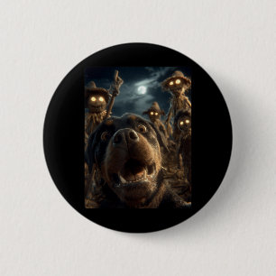 Funny Rottweiler Selfie With Ecrows Spooky 6 Cm Round Badge