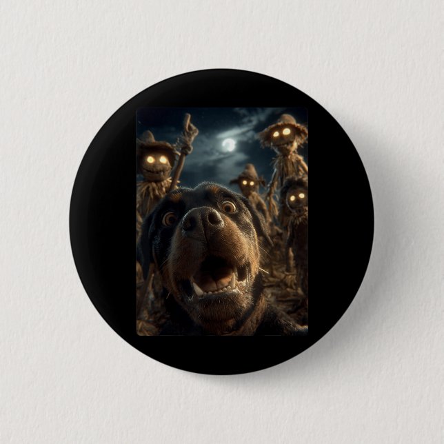 Funny Rottweiler Selfie With Ecrows Spooky 6 Cm Round Badge (Front)