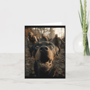 Funny Rottweiler Selfie With Zombies Spooky Card