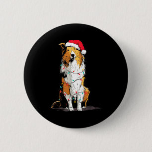 Funny Rough Collie Christmas Graphics Dog Lights L 6 Cm Round Badge