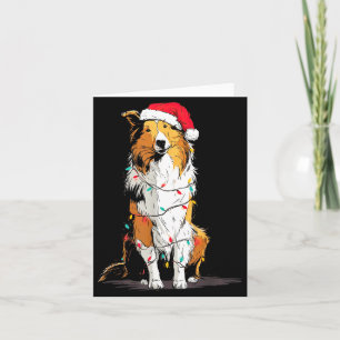 Funny Rough Collie Christmas Graphics Dog Lights L Card