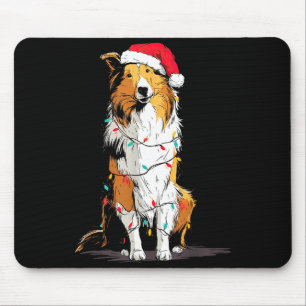 Funny Rough Collie Christmas Graphics Dog Lights L Mouse Pad
