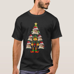 Funny Rough Collie Christmas Lights Tree Dog Lover T-Shirt