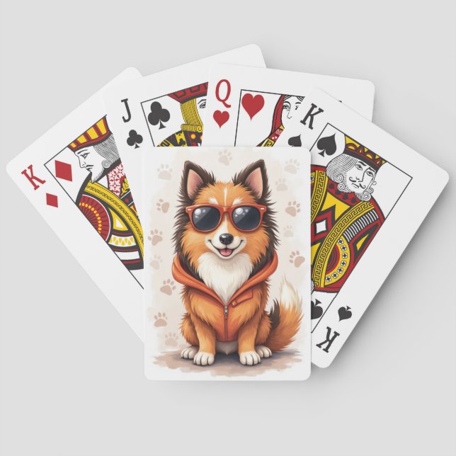 Funny Rough Collie Kawaii Dog Playing Cards (Back)