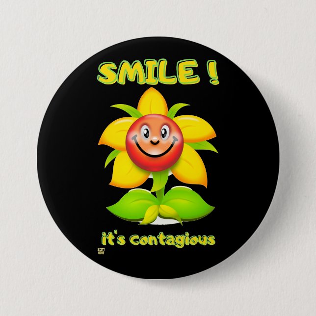 funny round button "SMILE" (Front)