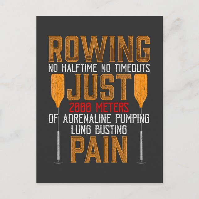 Funny Rowing Adrenaline Pumping Lung Busting Rower Postcard (Front)