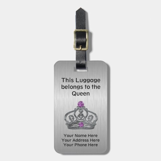 Funny Royal Queen Crown Travel Luggage Tag (Front Vertical)
