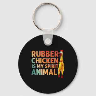 Funny Rubber Chicken Art For Men Women Kids Rubber Key Ring